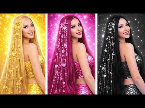 PINK vs GOTH vs GOLD Mermaid ✨ Gorgeous Mermaid Makeover