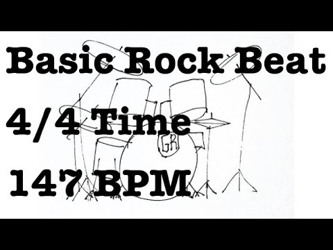 Basic Rock Drum Beat - 147 BPM - 4/4 Time - Metronome Loop 147BPM - Rock Beat - Drum Backing Track