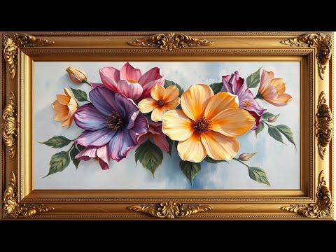 Floral Painting | Gold Frame TV Art Screensaver for TV Wallpaper