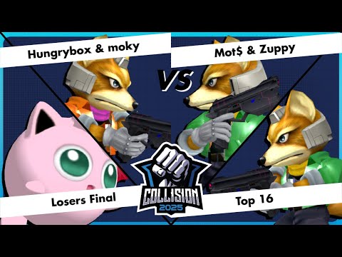 Collision 2025 - Hungrybox / Moky vs Zuppy / Mot$ - Top 16 - Losers Finals - SSBM Doubles