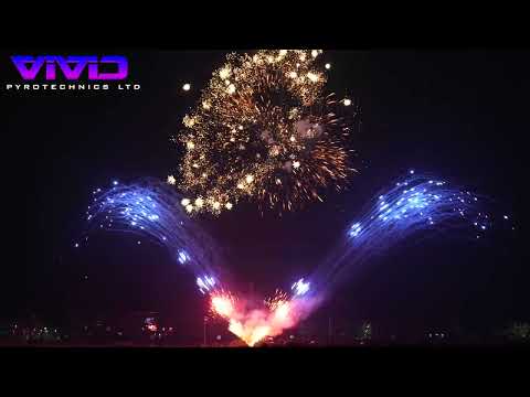 VIV74F4 | 30mm+45mm 74sh Cake | Red Strobe Blue Mines to Crackling Flower