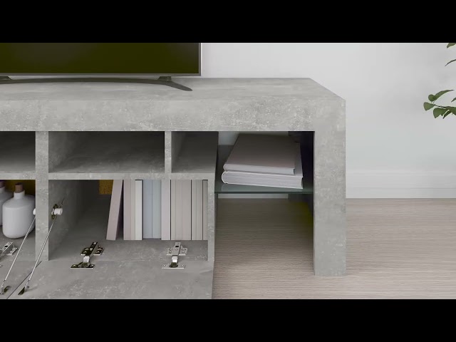 Video Teaser für 804368 vidaXL TV Cabinet with LED Lights Concrete Grey 140x36,5x40 cm