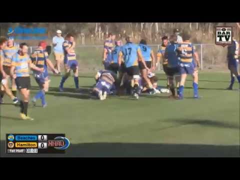2015 NHRU Round 3 Catch Up Match Premier 1 Highlights - Southern Beaches v Hamilton