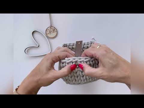 Label anbringen, Häkelkorb