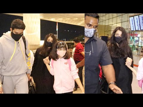 Misses Abhishek Bachan Carefully Protect Her Just Preg Tummy Using   Daughter Aaru As Guardian Angel