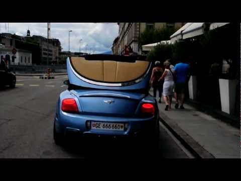 Bentley Continental GT by Mansory closing the roof in front of the 4 seasons hotel Geneve
