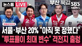 [????속보] 지선 D-6 SBS 여론조사 / 선거 코앞인데 "아직 못 정했다" 서울 부산 부동층 20% / "투표율이 최대 변수" 격전지 출렁 | SBS 뉴스속보
