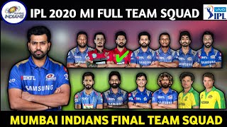 Mumbai Indians Team Sqaud IPL 2020 | MI Confrom All Players List Ipl 2020||
