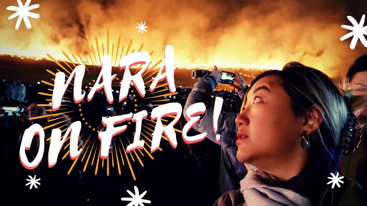 A tourist revels in the captivating spectacle of Wakakusa Yamayaki.