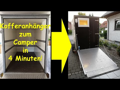 Umbau Kofferanhänger zum Camper in 4 Minuten! DIY Mini-Festival Wohnwagen "FestiCell" 🙃 Modulwand