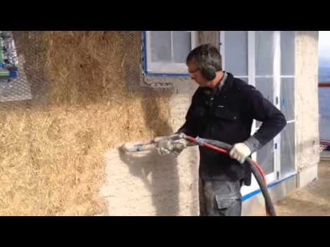 Strawbale plastering.