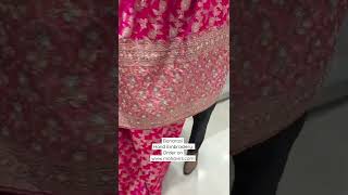 Rani Pink Hand Embroidery Banarasi Bridal Saree. Order on WhatsApp +91 8369591691