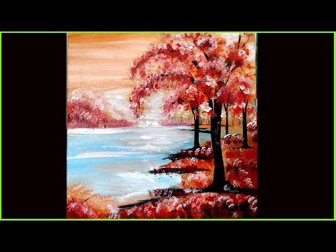 Nature Painting for beginners/Using Sponge 03/Acrylic on canvas/S.Nagender