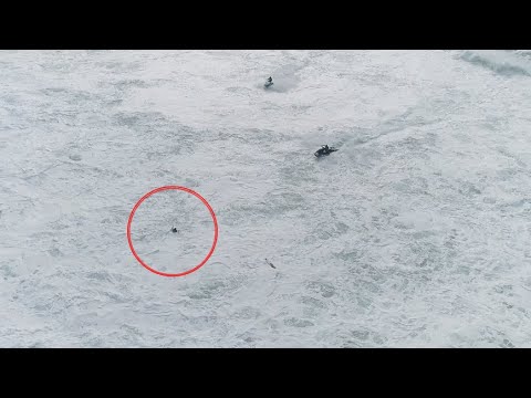 Nazare RESCUE in Big Swell - 4k