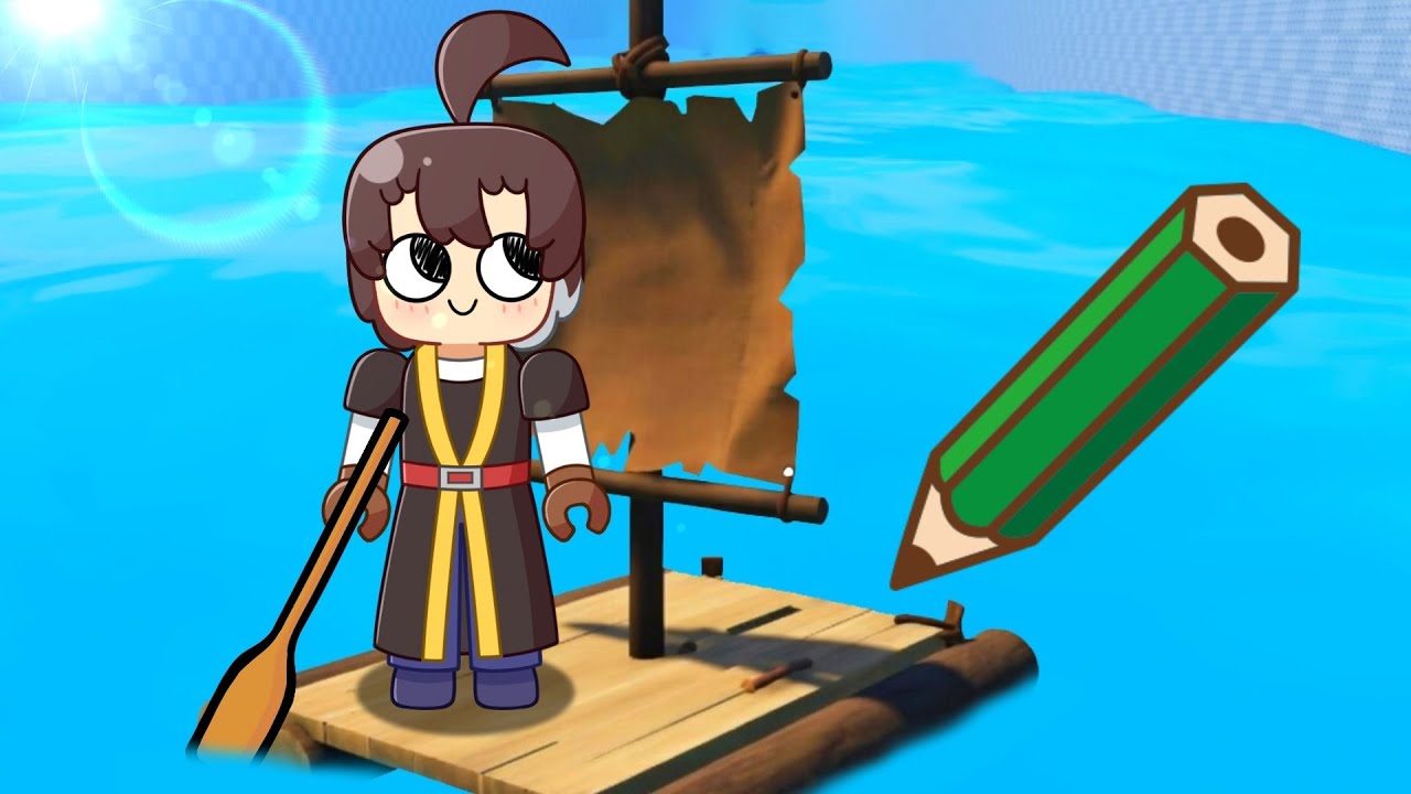 自分で描いたイカダに乗って海から脱出するロブロックス【Roblox】