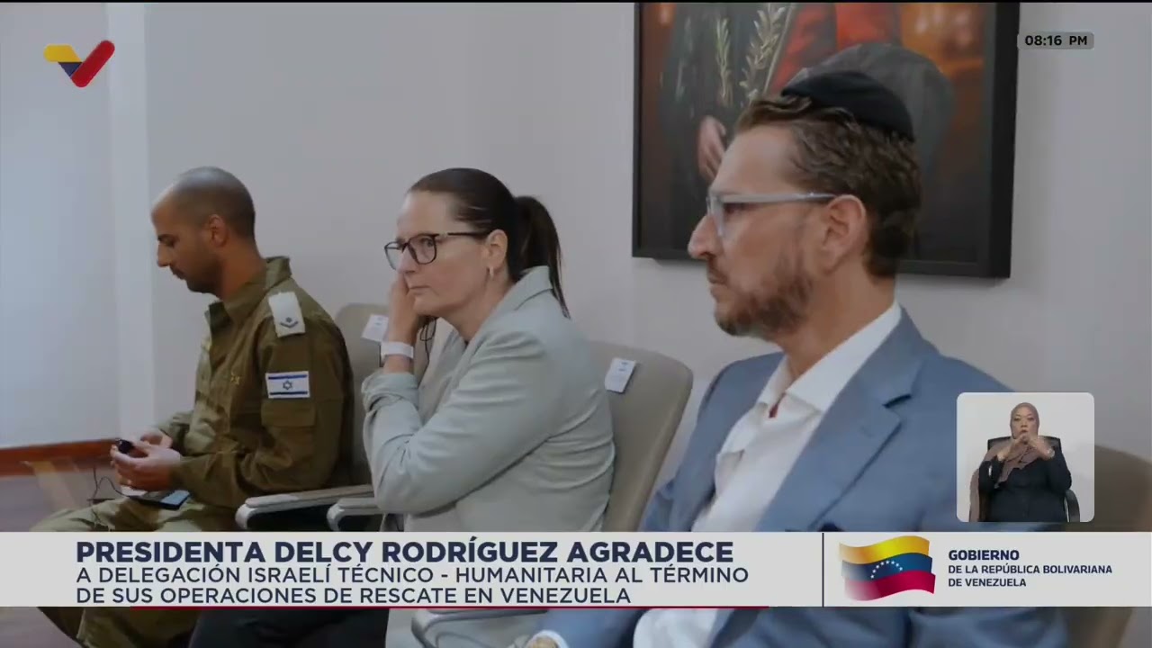 Delcy Rodríguez despide a delegación de Israel que acudió a Venezuela tras terremotos