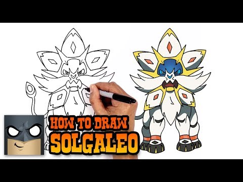 Part of a video titled How to Draw Pokemon | Solgaleo | Step by Step - YouTube