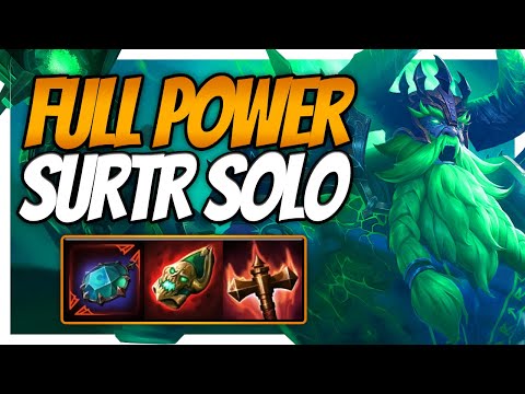 TOP DAMAGE ON SURTR WITH THE FULL POWER BUILD! - Smite Season 10 Surtr solo