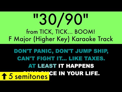 "30/90" (Higher Key) from tick, tick... BOOM! (F Major) - Karaoke Track with Lyrics on Screen