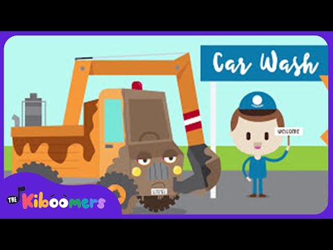 Construction Car Wash Song for Kids | Construction Trucks for Children |  The Kiboomers