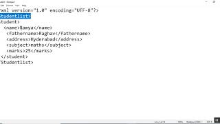 Create basic xml file using notepad