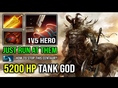 WTF 100% Unkillable Centaur Warrunner 4Min Vanguard + Radiance Crazy 5200 HP Tanker Dota 2