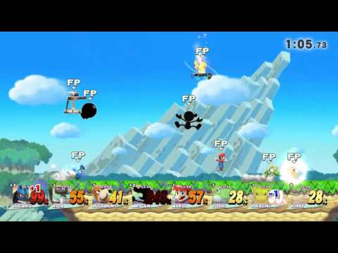 Super Smash Bros Wii U - 8-Player Amiibo's in Super Mario Maker