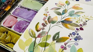 Wet-on-wet Fanciful Watercolor Leaves for Beginners
