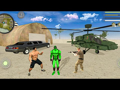 Green DeadPool Rope Hero Fly Real Army Helicopter in Vice Town Simulator #35 - Android Gameplay