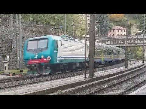 Uic-x e464 252,strombazzata con passaggio rapido treno regionale veloce a Mignanego,succursale Giovi