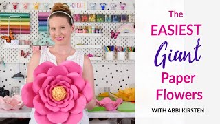Easy Giant Paper Flowers for Beginners - Paper Wall Flowers Tutorial with Templates
