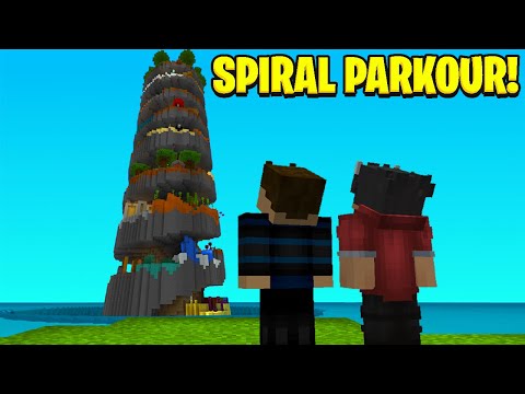 Who Will Reach the Top of a Spiral Parkour in Minecraft First?