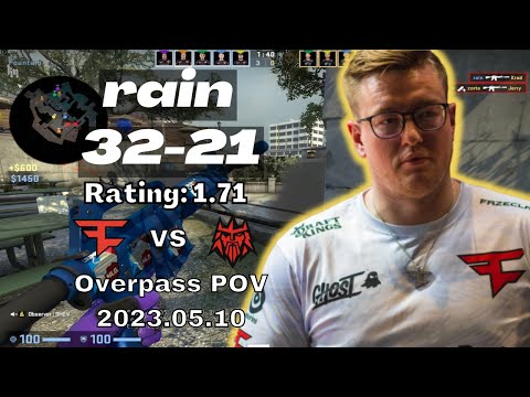 CSGO POV | FaZe rain (32-21) vs forze Overpass POV | Paris Major 2023  Challengers Stage