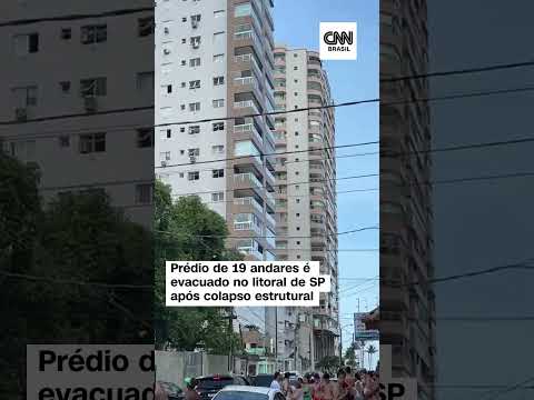 #Shorts - Risco de desabamento: prédio de 19 andares é evacuado no litoral de SP