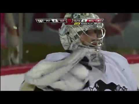 Marc-Andre Fleury HUGE Penalty Kill Save vs. Canadiens 5/4/10