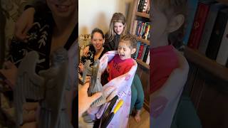 Girl Scared Of ￼weeping angels Statue.