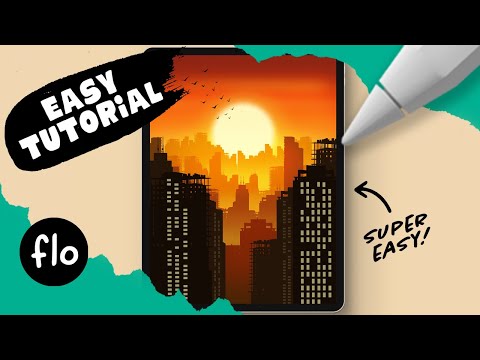 You Can Draw This SUNSET CITY SKYLINE in PROCREATE - Plus FREE Procreate Brushes