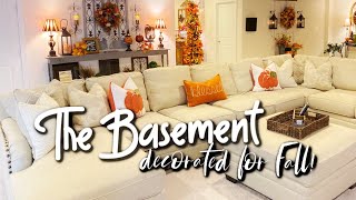 TUSCAN FARMHOUSE BASEMENT DECORATED FOR FALL!  AUTUMN 6FT TREE, HANGING FALL LADDER &amp; MORE! 🍁