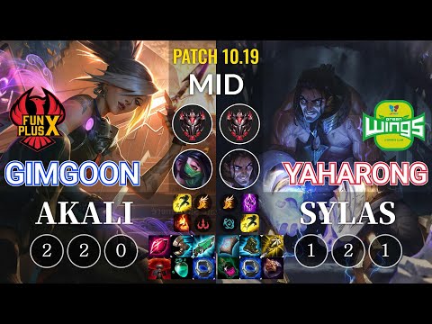 FPX GimGoon Akali vs JAG Yaharong Sylas Mid - KR Patch 10.19