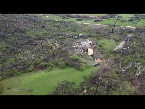 03-25-2021 - Greensboro, AL - Large Violent Tornado from Drone + Damage