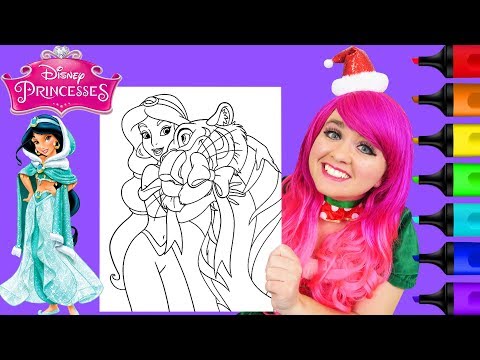 Coloring Princess Jasmine & Rajah Christmas Coloring Page Prismacolor Markers | KiMMi THE CLOWN Video