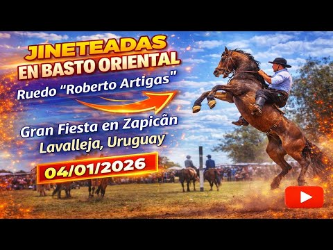 Jineteadas en Basto Oriental en el Ruedo Roberto Artigas de Zapicán - Lavalleja, Uruguay 04/01/2026