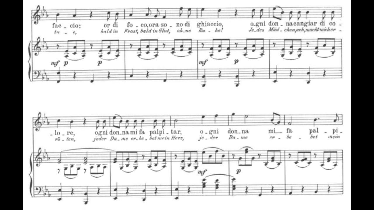 Non so più cosa son (Le Nozze di Figaro - W.A. Mozart) Score Animation