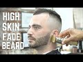 HIGH MILITARY FADE HAIRCUT WITH BEARD BARBER TUTORAIL