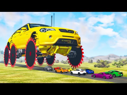 Giant Wheel Saw Monster crushes cars #4 - Beamng drive