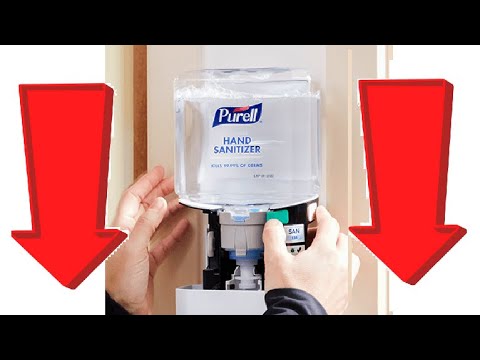 How to Open Up PURELL Soap Touch-Free Dispenser Without Key Replace Battery Hand Sanitizer GOJO ES8