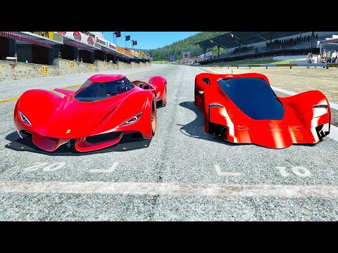 Ferrari Marte 2050 Concept vs 2025 Ferrari Piero T2 LM Stradale LMP1 at Monza