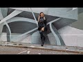 Granate Styling Walking In Public Danube Channel Promenade Vienna Miniskirt Thigh High Boots