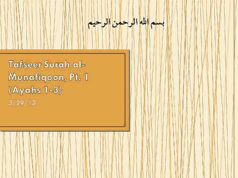 Tafseer Surah al-Munafiqoon (The Hypocrites) Pt 1