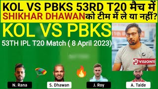 KOL vs PBKS Team II KOL vs PBKS Team Prediction II IPL 2023 II pbks vs kkr